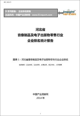 河北省音像制品及电子出版物零售行业企业排名统计报告